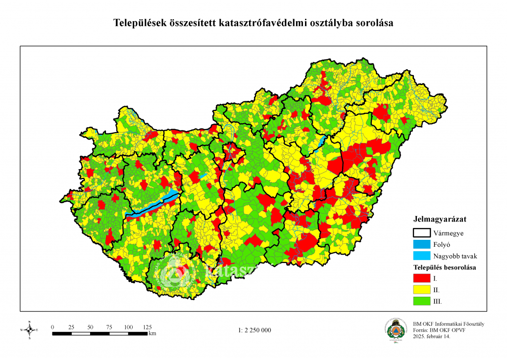 Települések összesített katasztrófavédelmi osztályba sorolása