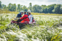 A tűzoltók a mocsárjárókkal mentették ki a nádasban eltévedt embereket.